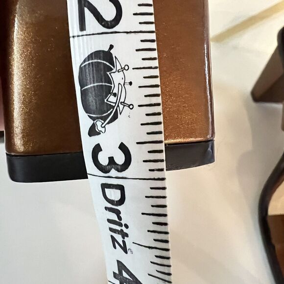 Louis Vuitton Patent Leather Brown Slip On Tassels Sandals Block Heels SZ 36.5 - Picture 14 of 15